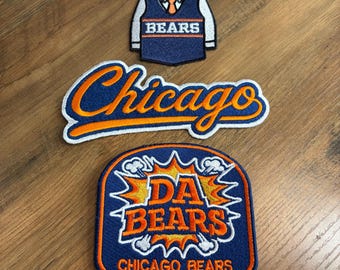 Retro Chicago Football Team Graffiti Souvenir Embroidered Patch Iron On (3 Pack)