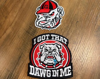 GA Bulldog "I Got That Dog in Me" Funny Meme Embroidered Patches Iron On (2 Pack)