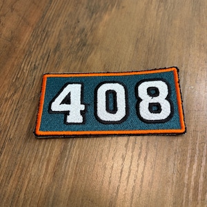 AREA CODE 408 - San Jose Hockey Teal Silicon Valley Embroidered Patch Iron On 4”