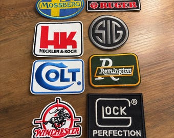 Guns Firearms Military Morale Outdoor Tactical Embroidered Iron On Patch (8 Pack)