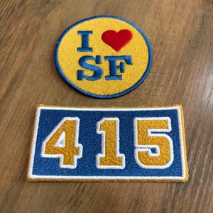Area Code 415 LOVE SF Golden State GSW Basketball Embroidered Iron On Patch (2 Pack)
