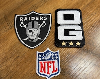Parches bordados termoadhesivos de capitán original de Las Vegas Football en plata y negro (paquete de 3)