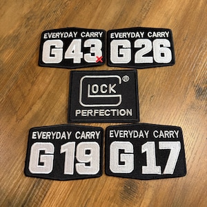 Glock Firearms Gun Morale Patches - G19 G26 G17 G43x Embroidered Iron On (5 Pack)