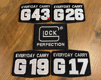 Glock Firearms Gun Morale Patches - G19 G26 G17 G43x Embroidered Iron On (5 Pack)