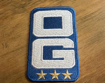 Triple OG Gold Star Captain C Blue Football Jersey Embroidered Patch Iron On 4”