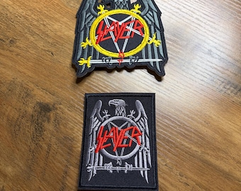 Slayer Embroidered Patches - Heavy Metal Rock Band Iron-On, Pack of 2