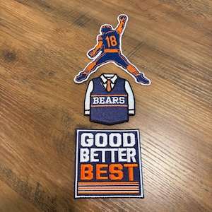 Retro Chicago Football Good Better Vest QB 18 Embroidered Patches Iron On (3 Pack)