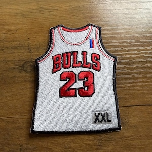 Vintage Chicago Art Gift - WHITE Basketball Jersey Embroidered Patch Iron-On 4x3"