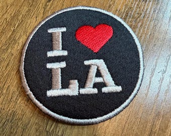 I Heart LA Embroidered Patch – Black Silver Souvenir Gift Iron-On (3 inch)