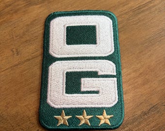 Triple OG Gold Star Captain C Green Football Jersey Embroidered Patch Iron On 4”