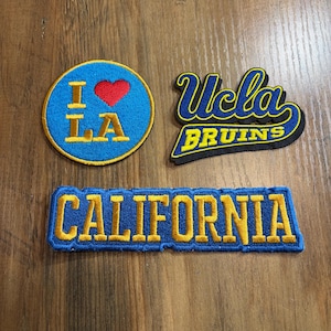 CALIFORNIA University + LOVE LA Blue & Gold Embroidered Iron-On Patch (3 Pack)