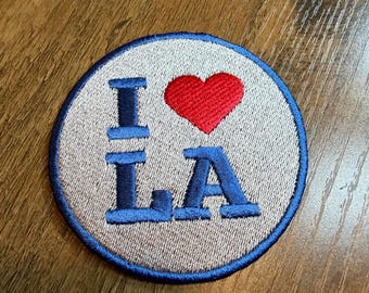 I Heart LA Embroidered Patch – Blue Gray Souvenir Gift Iron-On (3 inch)