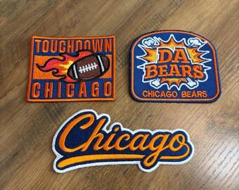 Retro Chicago Football Team Graffiti Art Embroidered Patches Iron On (3 Pack)