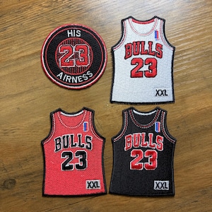 Vintage Chicago Art Gift - Basketball Jersey Embroidered Patches Iron-On (4 Pack)