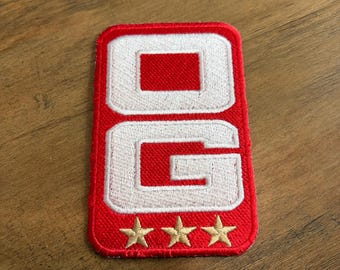 Triple OG Gold Star Captain C Red Football Jersey Embroidered Patch Iron On 4”