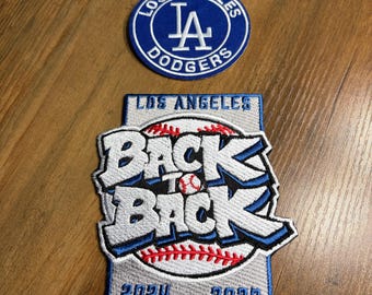 LA Los Angeles Baseball Team Back to Back World Champs Embroidered Patches 2 Pack