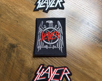 Slayer Embroidered Iron-On Patches, Heavy Metal Rock Band Set of 3 (#2)