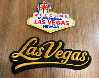 Welcome to Las Vegas + Gold & Black Graffiti Embroidered Patch Iron On (2 Pack)