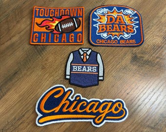 Vintage Chicago Art Gift - Football Team Embroidered Patches Iron On (Pack of 4)