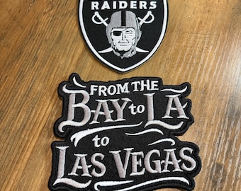 Las Vegas Football Shield + Bay to LA Black Embroidered Patches Iron On (2 Pack)
