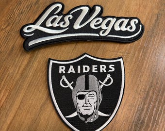 Las Vegas Football Graffiti Silver & Black Embroidered Patch Iron On (2 Pack)