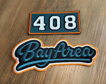 BAY AREA CODE 408 - San Jose Hockey Silicon Valley Embroidered Patches (2 Pack)