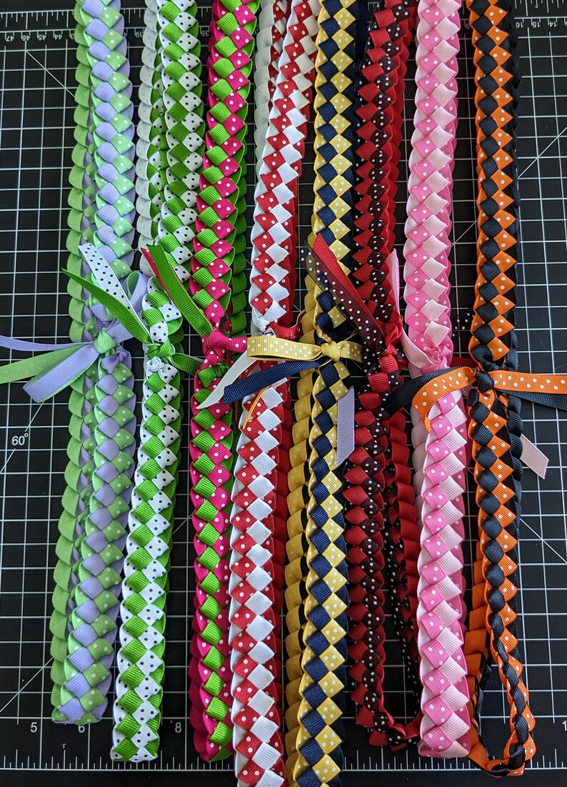 Graduation Ribbon Lei- Single Braid Polka Dot - Etsy