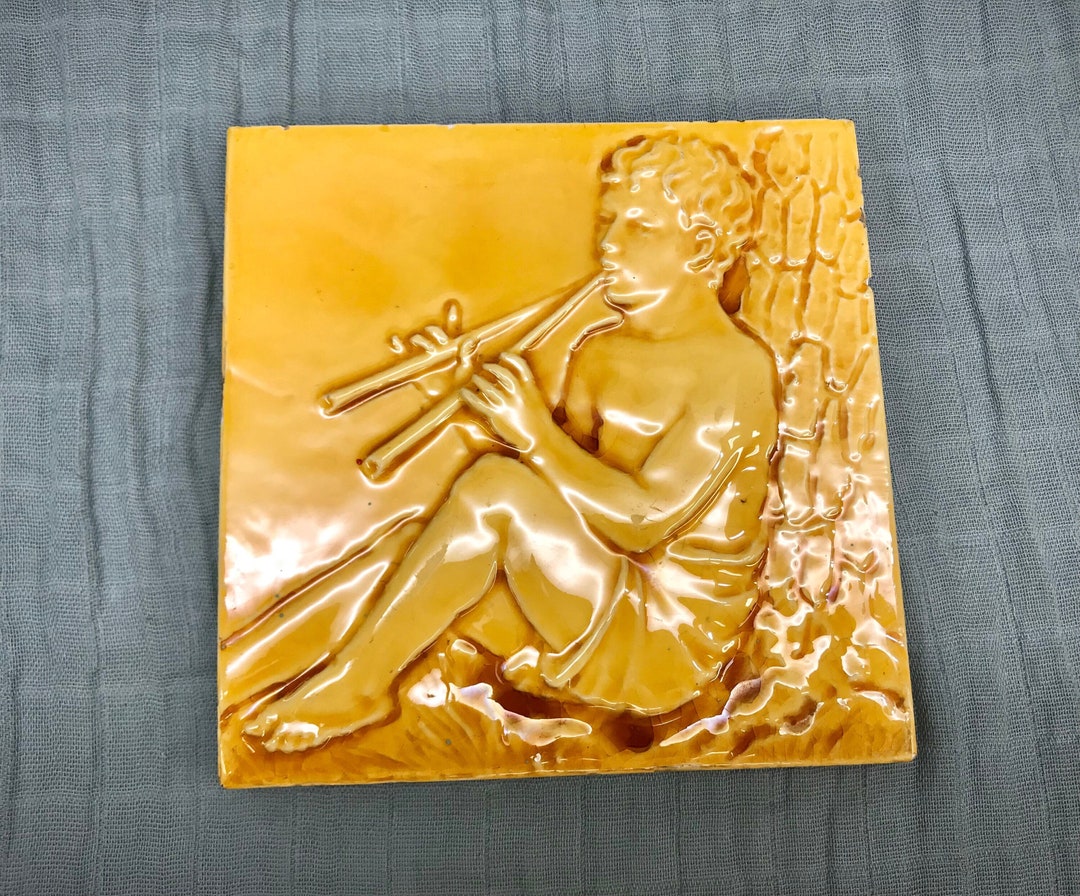 Decorative Trent Tile, Boy Playing Flute, 6x 6 Antique Tile Etsy