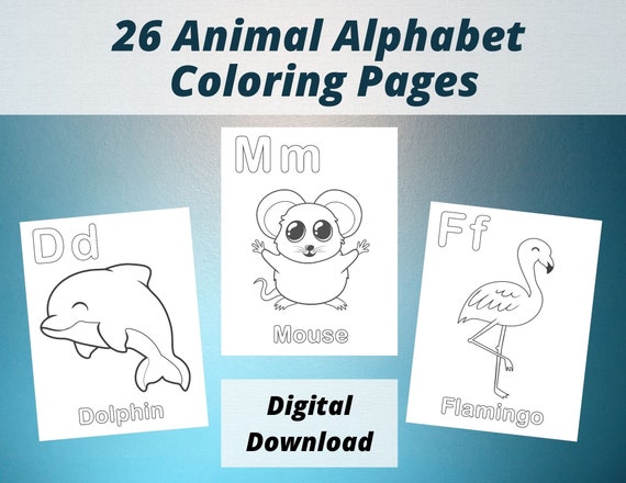 26 Printable Animal Alphabet Coloring Pages for Kids | Etsy