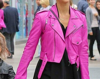 Pink Motorcycle Jacket Women - Etsy