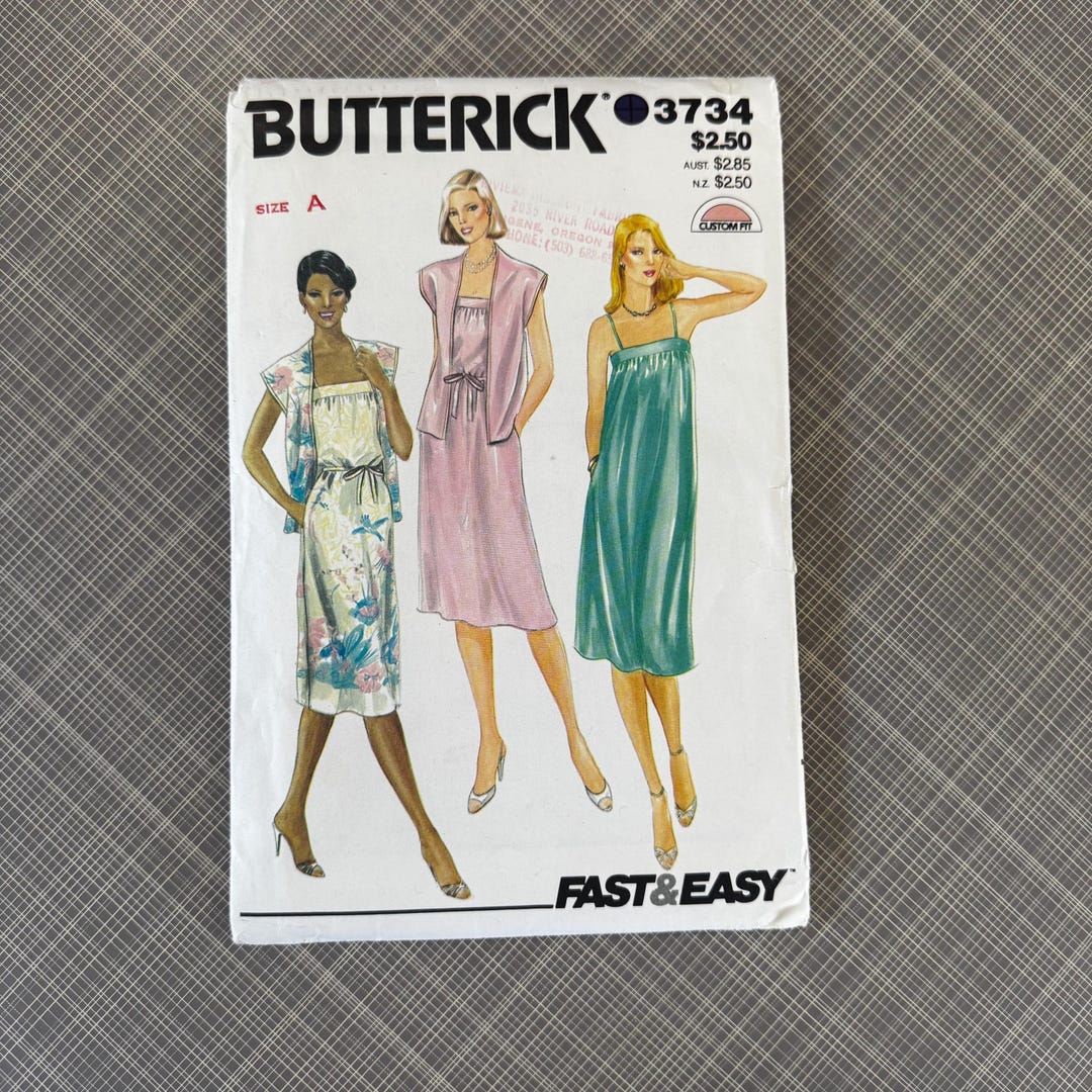 Butterick 3734 Vintage Misses Jacket Dress and Belt Sewing Pattern Two ...