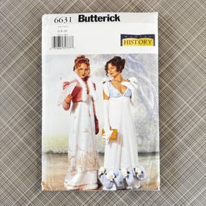 Butterick 6631 Sewing Pattern Misses&#39; Circa 1795-1825 Period Historical Costumes Regency Era Georgian era Empire Day Dress Size 6 8 10