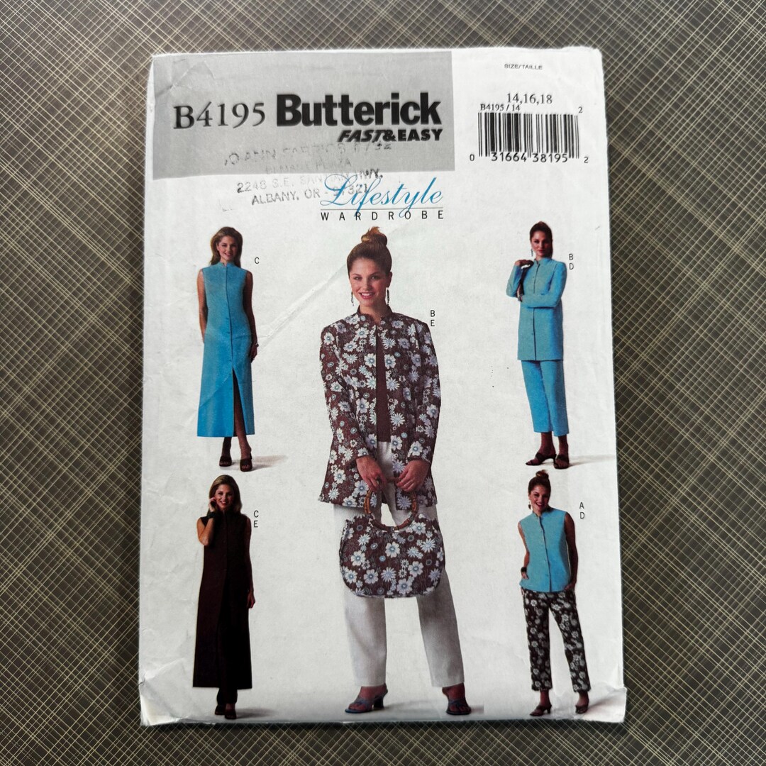 Butterick 4195 Sewing Pattern Misses Shirt Top Jacket Dress and Pants ...