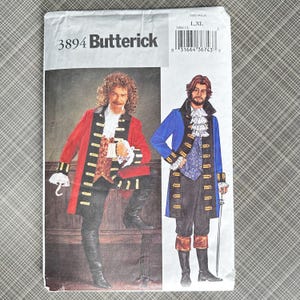 Butterick Sewing Pattern 3894 Halloween Costume Mens Pirate Captain Hook Size Large/Extra Large Uncut/OOP/FF