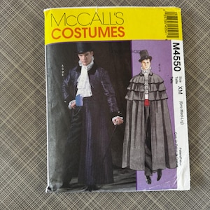 May include: A McCall's Costumes pattern envelope featuring illustrations of two men in historical costumes. The costumes include long coats, ruffled shirts, and top hats. The envelope is yellow and purple with the pattern number M4550.