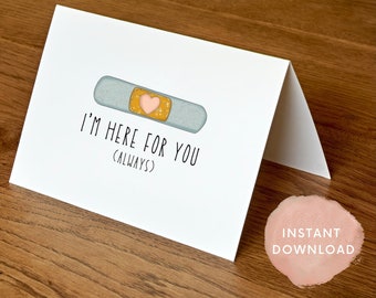 2 Tarjetas imprimibles Estoy aquí para ti siempre, Tarjeta de amistad, Tarjeta de mejor amigo, Tarjeta para ella, Tarjeta para él, Descarga instantánea, 4x6 y 5x7