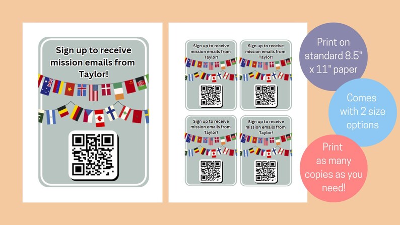 Missionary Email Signup Custom QR Code Printable Digital Download for ...