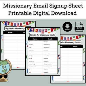 Hoja imprimible para la inscripción por correo electrónico de misioneros Descarga digital ~ Para la misión SUD