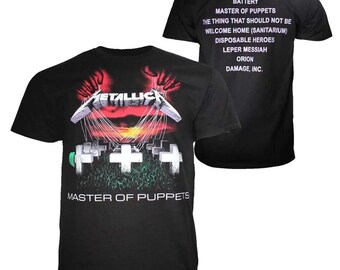 T-shirt Metallica Master Of Puppets – Tournée Européenne 86, Noir Officiel, Coton – Neuf Avec étiquettes