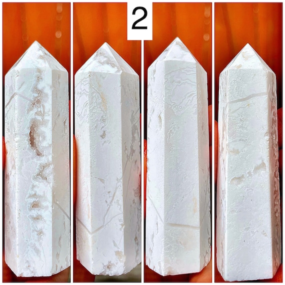 Snow White Lace Druzy Agate Towers, medium size, natural crystal healing