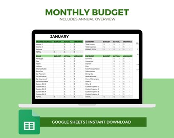 Monthly Budget Spreadsheet, Google Sheets Budget Template, Personal ...
