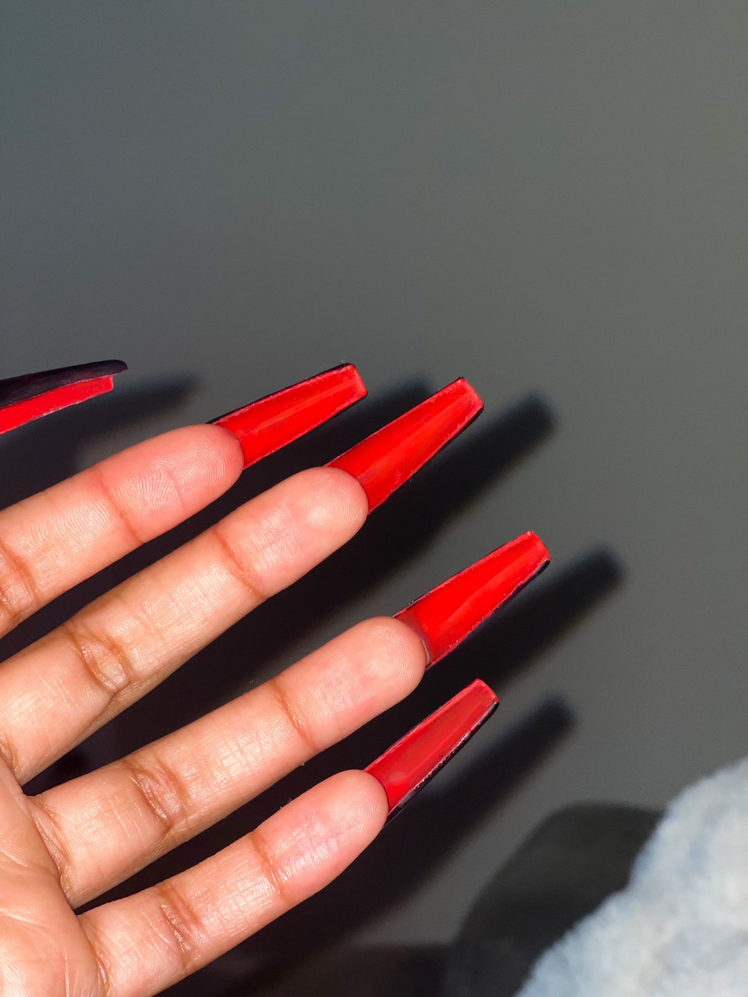 Red Bottoms Press Ons Acrylic Long Nails Etsy