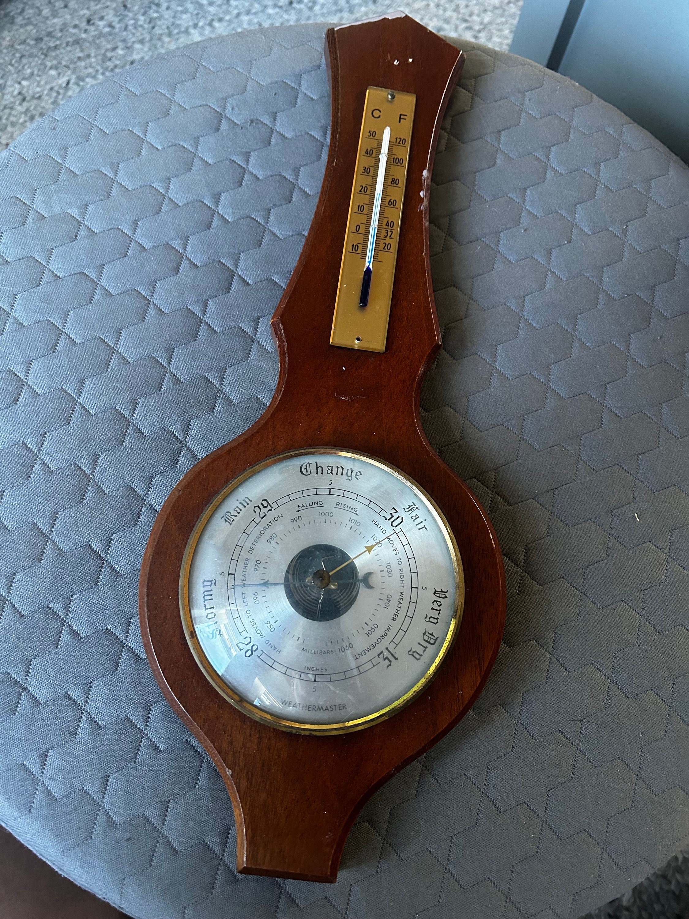 Vintage Art Deco Dark Wood Barometer Not Working Etsy UK