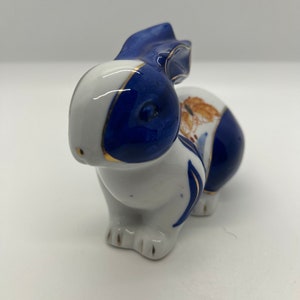 Vintage Blue and White Ceramic Rabbit With Gilt Decoration - Etsy