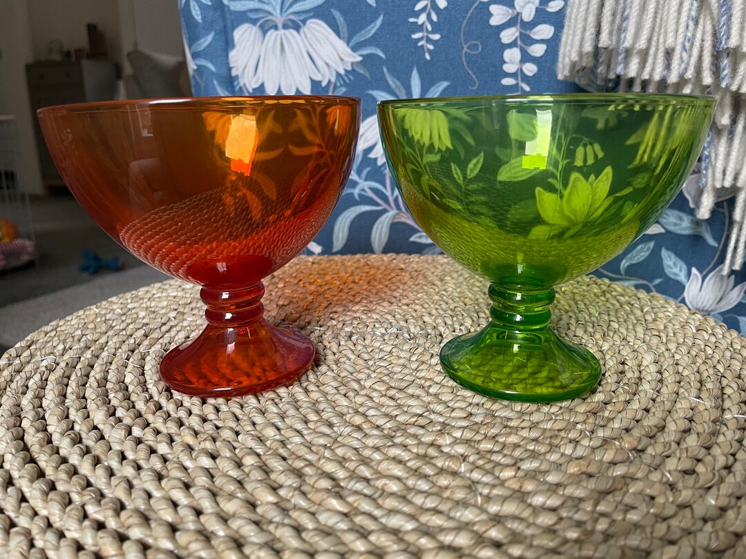 Pair of Vintage Coloured Glass Ice Cream Bowls C1960s Etsy