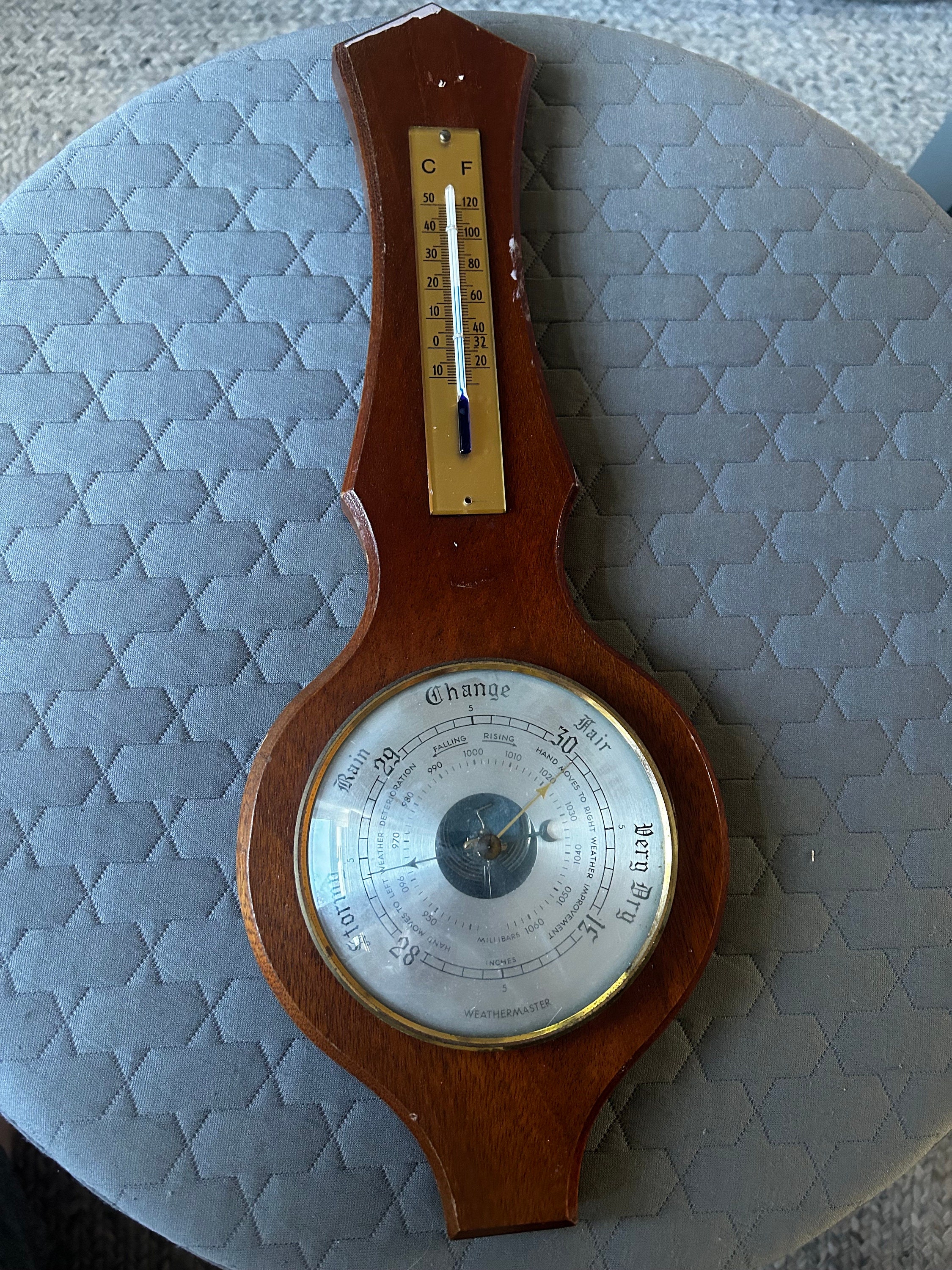 Vintage Art Deco Dark Wood Barometer Not Working Etsy UK