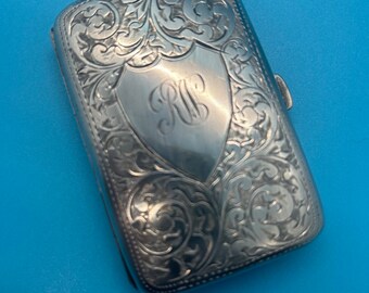 Antique Victorian Solid Silver Cigarette Case Birmingham 1870 Miller Brothers