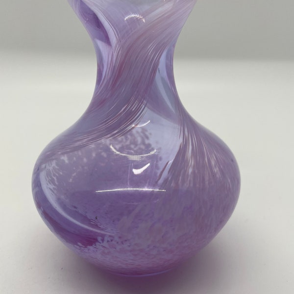 Vintage Caithness Glass Vase Lilac Swirl Pattern