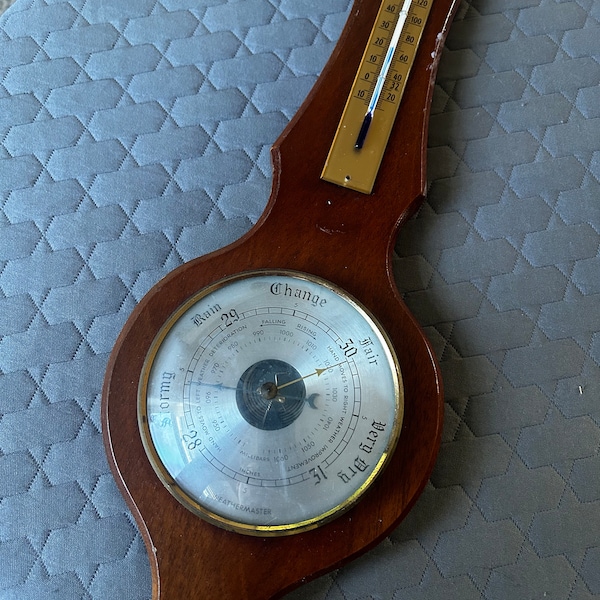 Vintage Art Deco Dark Wood Barometer Not Working