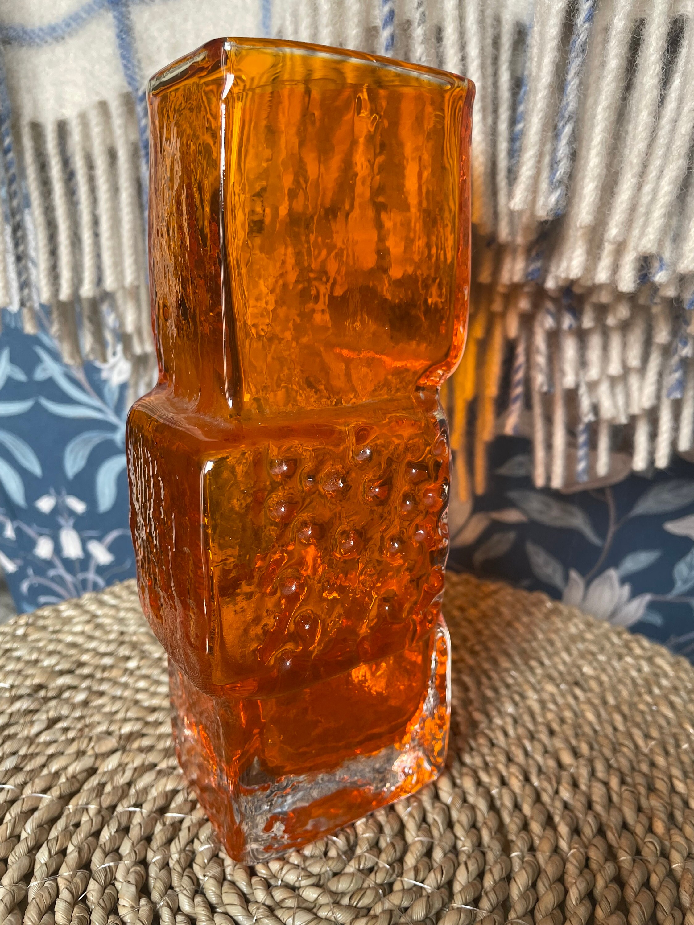 Vintage Whitefriars Drunken Bricklayer Vase Tangerine Geoffrey Etsy